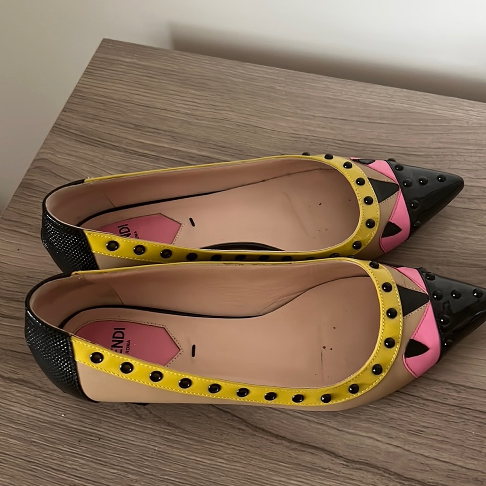 Fendi flats shoes, patented / multicolor. Size 35 1/2. Barely used